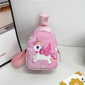 Pink unicorn crossbody bag for girls with Pearl Princess print and cute wings - Style 1-Pink Pearl Princess Unicorn