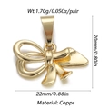 Detailed specs of the gold bow pendant showing 22mm width and copper material - YSN007-04 Gold Wide Bow