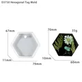 Vista macro de molde de silicona hexagonal y placa de resina con flores secas - D3730-Molde de etiqueta hexagonal