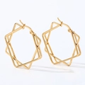 Boucles d'oreilles créoles carrées multicouches en acier titane doré au fini brillant - Étoile géométrique à huit branches (Or MS-034) / Doré