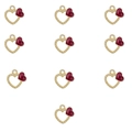 Set di 10 ciondoli a cuore dorati con smalto rosso glitterato per gioielli fai da te - Stile 4-Cuore Cavo / Confezione da 10