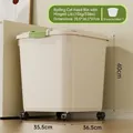 Contenitore ermetico beige 15kg per alimenti animali con ruote e manico verde - 15kg / Con Ruote