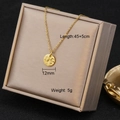Detail of gold heart necklace pendant with dimensions 12mm and 45cm chain length - 7168-1/Round Texture