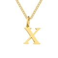 Minimalist gold plated stainless steel cable chain necklace featuring letter X pendant - Letter X / Gold