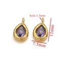 Purple crystal teardrop pendant in gold stainless steel setting measuring 12x7.5mm - Deep purple