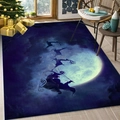 Christmas mat featuring Santa and reindeer on a deep blue starry night background - 40*60cm / Moon Night Santa Sleigh (RZY-圣诞系列-14)
