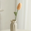 Handmade knitted orange tulip flower in white ceramic vase for home decoration - Closed Tulip (Single) / Light Yellow