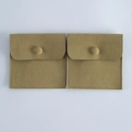 Camel suede jewelry pouch with snap button closure for ring storage and protection - 8x8cm / Army Green