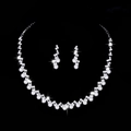 Set gioielli da sposa in argento con perle bianche e strass scintillanti su nero - Set da 2 pezzi / Collana e Orecchini Argento (837)