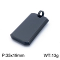 Minimalistische zwarte roestvrijstalen dogtag hanger met gepolijste afwerking - Hanger Zonder Ketting (KP98509-KFC) / 35x19mm / Zwart (KP98509-KFC)
