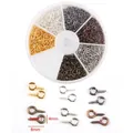 DIY jewelry making kit with 600 pieces of 8mm metal eye pins in six diverse metallic colors - Box 18 - Multi-Color Eye Pins Set (100pcs/Grid)
