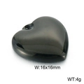 Polished black heart-shaped stainless steel pendant in a minimalist 16x16mm design - Medium Black Heart Pendant (KLJ2574-Z)