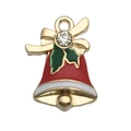 Ciondolo campana di Natale rossa smaltata con fiocco dorato e cristallo lucente - Campana di Natale (14194) / 1 Pezzo (14x19mm) / Rosso / 0.45