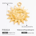 Sonnen und Mond Anhänger aus Edelstahl mit 18K Goldbeschichtung, wasserfest und hypoallergen - Sonne & Mond Kombi-PJ91614