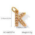 Détail du pendentif lettre K dorée avec strass scintillants et dimensions précises - Lettre K (HC-N40727-K)