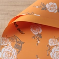 Orange waterproof wrapping paper with white roses and Love You text for flower bouquets - Dreamy Rose / Orange Yellow