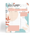 Detail showing daily planner layout with schedules goals and to do lists in pastel colors - Daily Plan Abstract Herb Style (CP03)