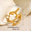 Gold stainless steel hollow heart ring with abstract geometric lines and 3.5g weight - Gold Irregular Ring 1092