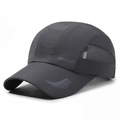 Dark grey quick-dry baseball cap with laser-cut ventilation holes and mesh side panels - Dark Gray
