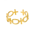 Adjustable 18k gold plated hollow XO weave ring with braided texture for men and women - Adjustable Open / Gold-XO Cross Braided (JZ5645)