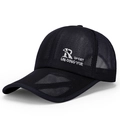 Herren Atmungsaktive schwarze Mesh-Baseballkappe mit weißem R-Sport Stickerei - Verstellbar / Marineblau