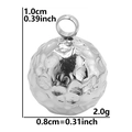 Silver hammered ball pendant in 304 stainless steel with dimension and weight details - Silver