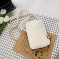 Minimalist cream white canvas crossbody phone bag with adjustable shoulder strap - Off White