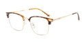 Retro semi-rimless tortoiseshell and gold metal frame glasses with blue light blocking lenses - Leopard Frame