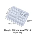 DIY silicone hair clip mold with geometric shapes for epoxy resin jewelry making - Hair Clip Silicone Mold FS#16