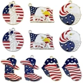USA themed enamel charms set with red white blue colors and gold silver metal edges - Mix 10pcs Enamel Independence Day Charms