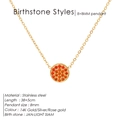 Collana con pietra di nascita di gennaio e ciondolo in cristallo rosso da 8mm in oro 14K - Color Acciaio / Gennaio Rosso (Colore Granato)