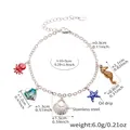 Edelstahl Meeresarmband mit bunten Anhängern wie Oktopus, Fisch und Seepferdchen - Stahlfarbenes Emaille Meeres-Serie Armband