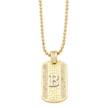 Gold ball chain necklace with sparkling letter B pendant and silver zircon accents - Letter B