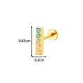 Titanium flat back stud with five vertical multi-color zircons in golden finish - Gold Gradient Bar Style (T2560-8#Gold)