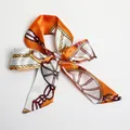 Élégant ruban en satin long avec motifs de carrosse orange pour cheveux et sacs à main - S03-Harnais Classique Orange Vif