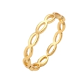 Anillo abierto minimalista de eslabones ovales huecos con acabado en oro de 18 quilates - Estilo Ovalado Hueco