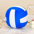 Detailed view of a soft blue and white striped plush volleyball pillow in a cozy home setting - 15CM / Blue & White