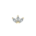 S925 sterling silver marquise-cut zircon stud earring in a gold-plated crown shape - Crown Leaf Shape (RHE948G) / Gold