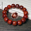 Bracelet en bois de santal indonésien rouge foncé avec perles cylindriques 15mm - Palissandre d'Indonésie 15mm * 15 Perles
