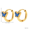 Dettaglio delle dimensioni dei orecchini a cerchio farfalla in oro con smalto blu - Oro + Blu