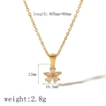 Collana in acciaio al titanio placcato oro 18k con pendente a fiore e diamanti - Stile Ciondolo Fiore Piccolo (TN3309)