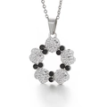 Elegant floral pendant necklace in silver finish with black and white crystal inlay - Silver Black White Rhinestone Garland Style (KP54471-K)