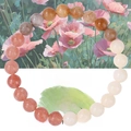August birthstone bracelet with 8mm natural stone beads and greeting card detail - August