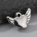 Colgante corazón de plata pulida con alas de ángel en acero inoxidable para joyería DIY - Color Acero (KLJ8700-Z)