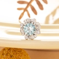 Sparkling light blue zircon stud earring in silver titanium steel with screw back closure - Screw Back Flower Style / Light Sea Blue (1 Pc)