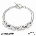 Bracelet argenté à maillons géométriques carrés avec fermoir à bascule OT minimaliste - Style de Composant Carré Argenté (KB170591-Z)