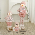 Trois gnomes bonhommes de neige roses avec bonnets tricotés et détails de taille précis - Trio Télescopique Bonhomme de Neige Père Noël Renne