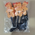 Solar Christmas lawn lights set featuring five orange gingerbread man decorative lamps - Gingerbread Man (Black Tube)