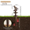 Vintage bronze cast iron bird garden hose guide with a stable 17.5cm triple-prong ground stake - Bird Style