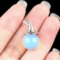 Wizard hat opal pendant with luminous blue sheen and silver metal decorative finish - Opal (Synthetic)